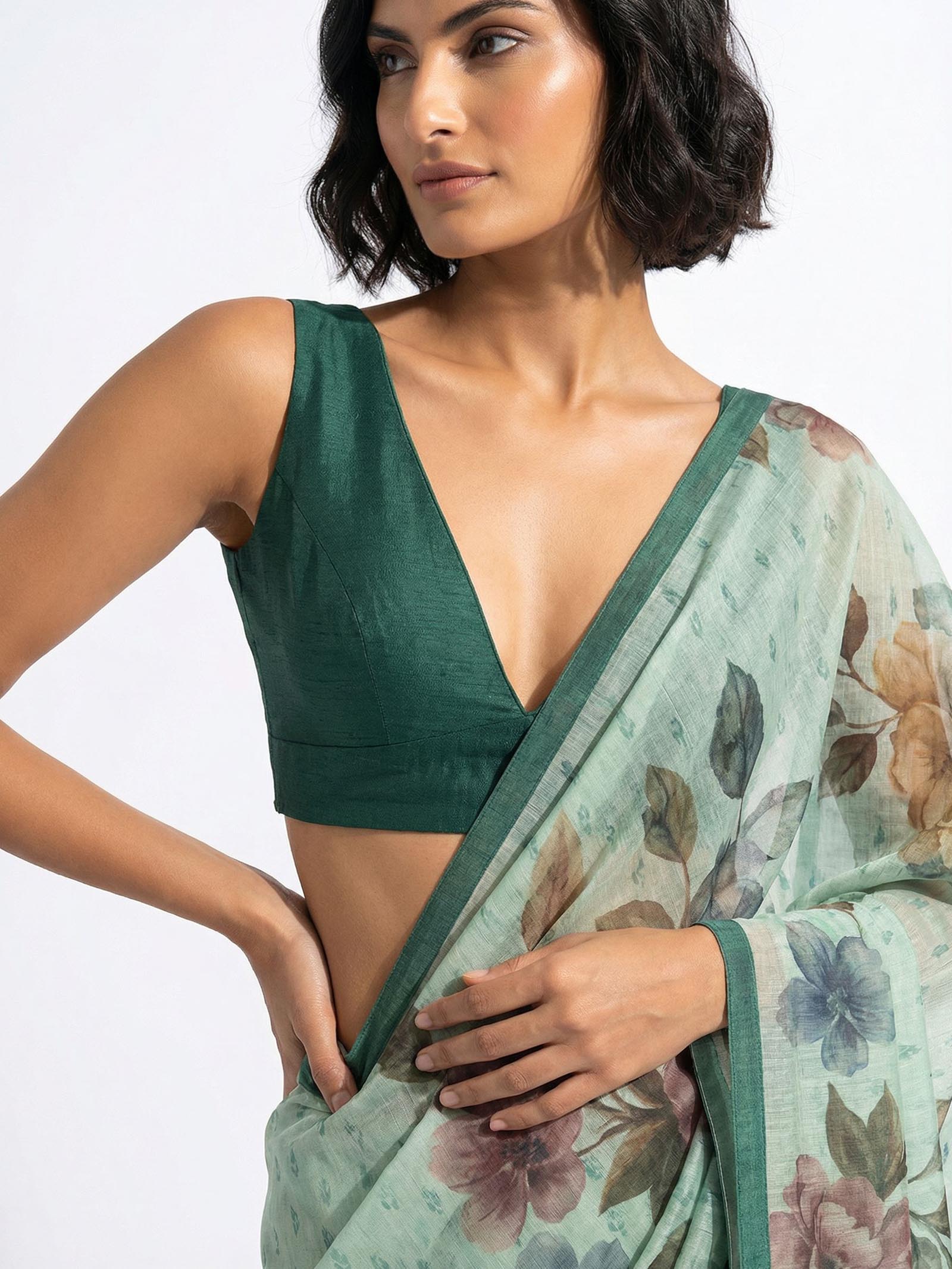 Green Floral Saree
