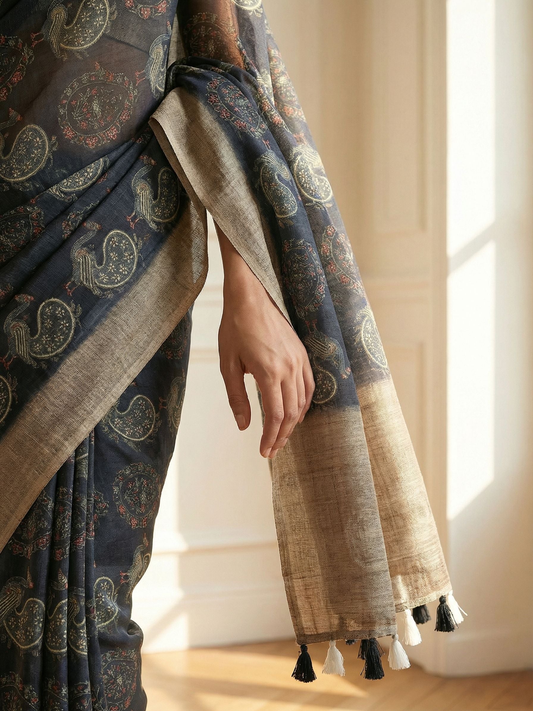 Peacock in Black Saree
