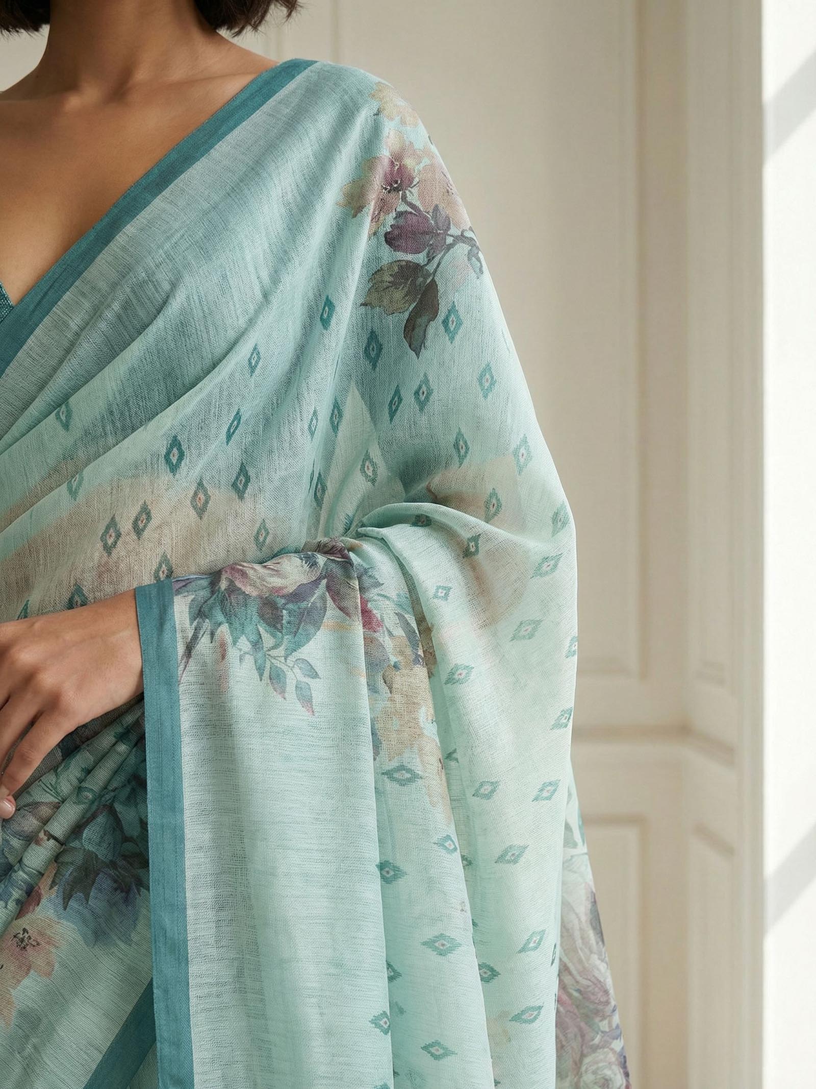 Marigold Blue Saree