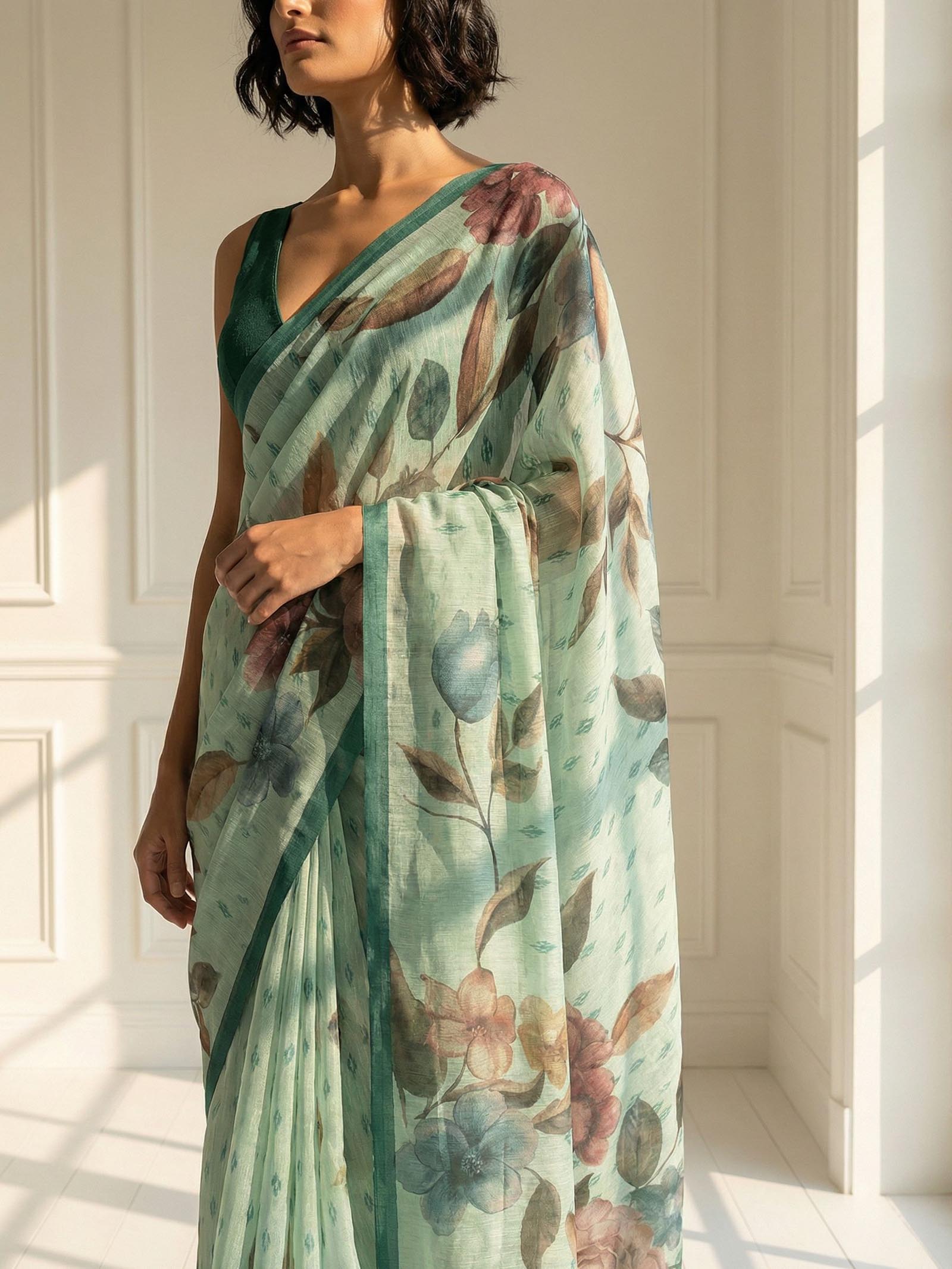 Green Floral Saree