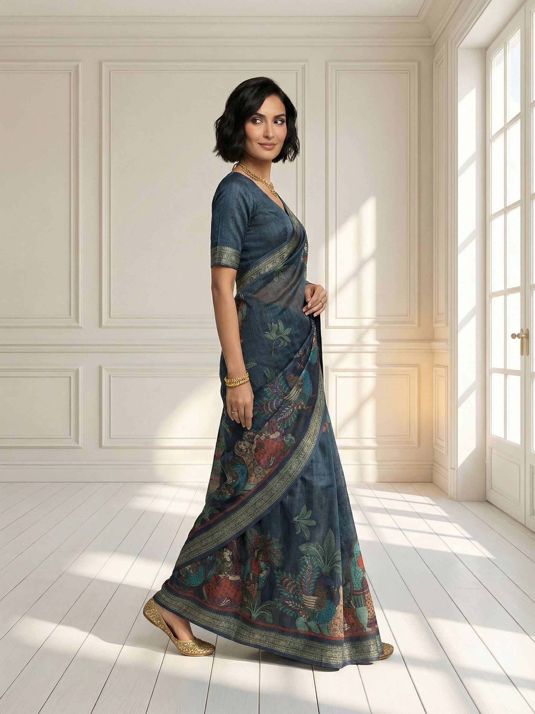 Peacock Blue Saree