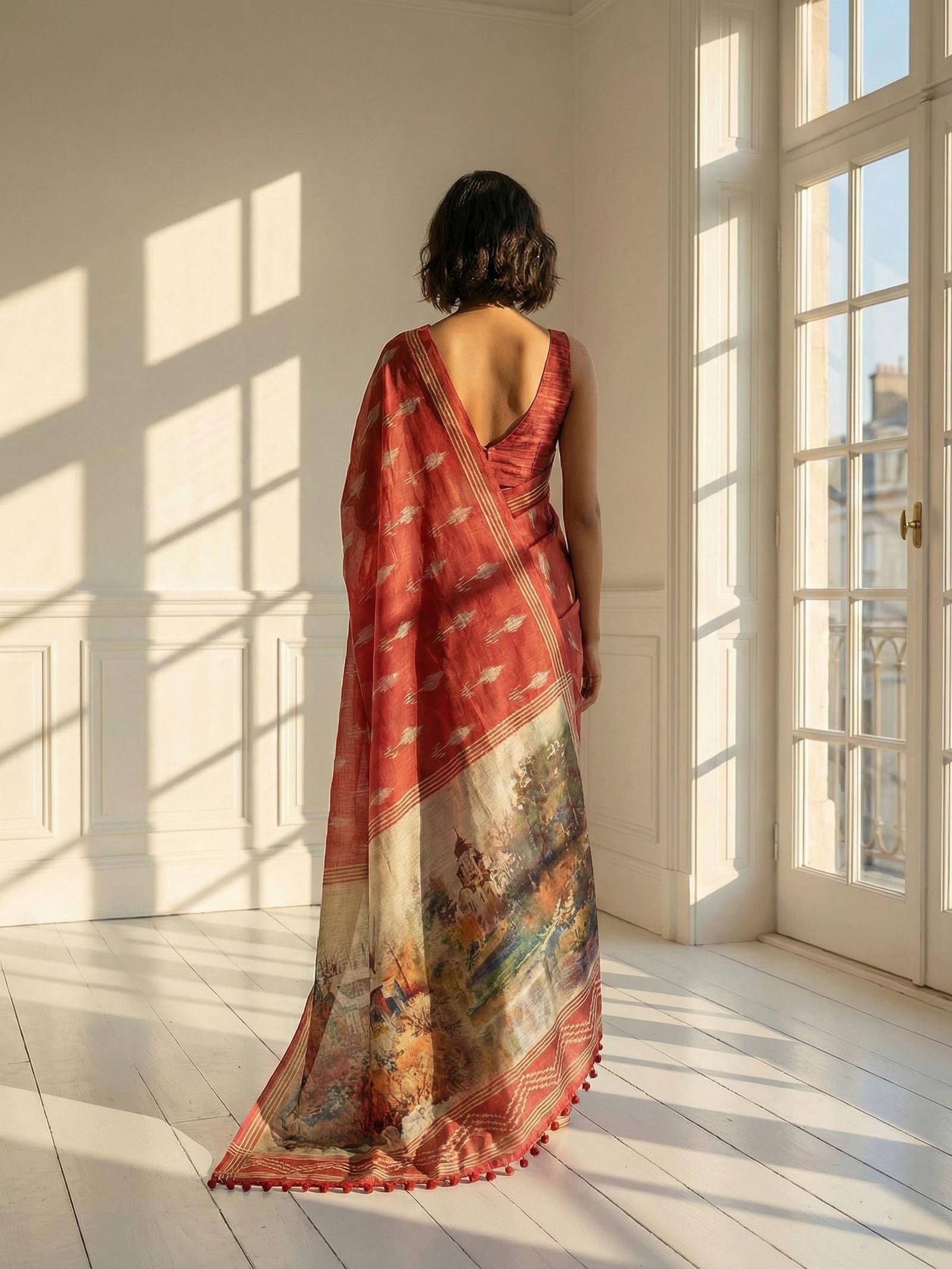 Red Ikkat Saree