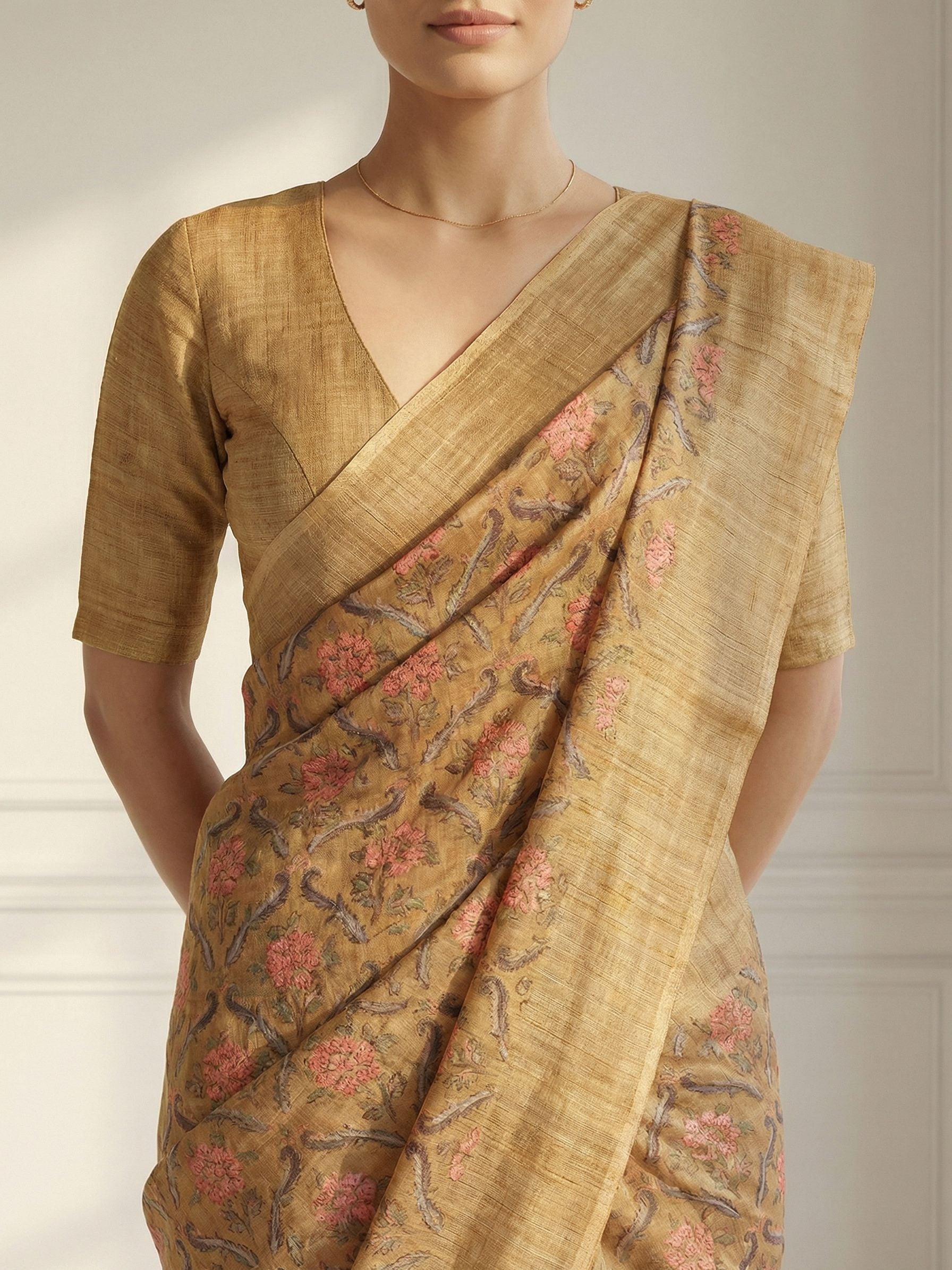 Mustard Floral Saree