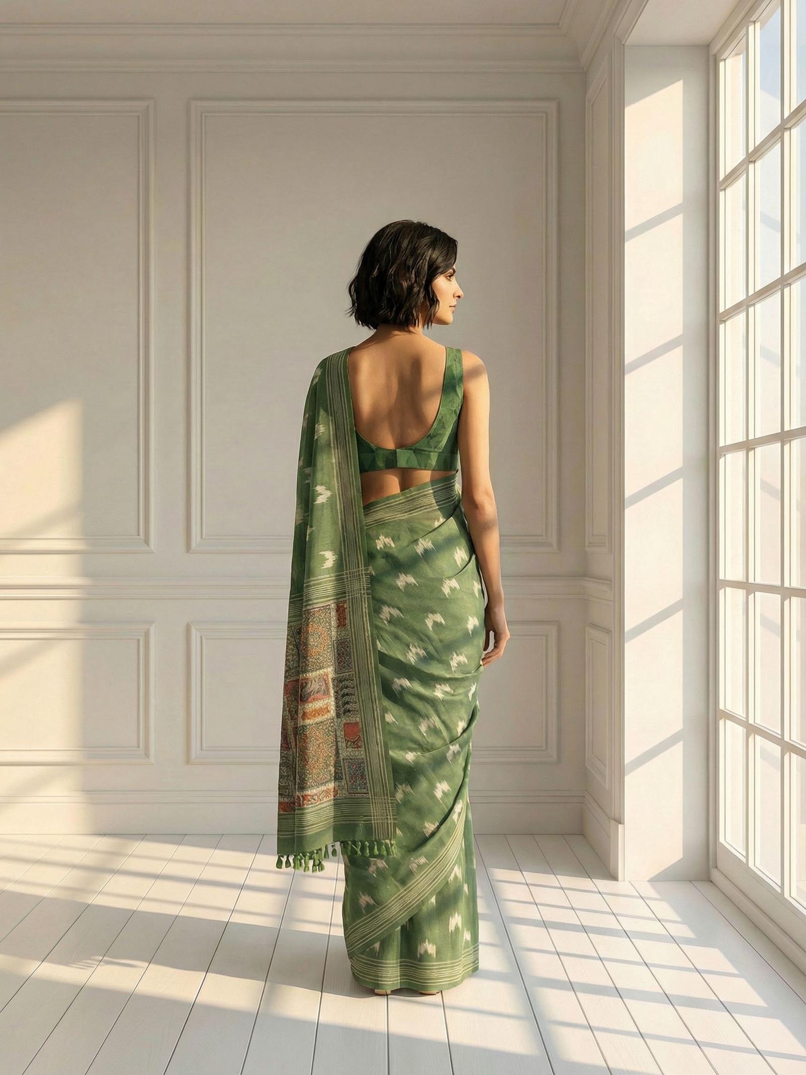 Green Ikkat Saree