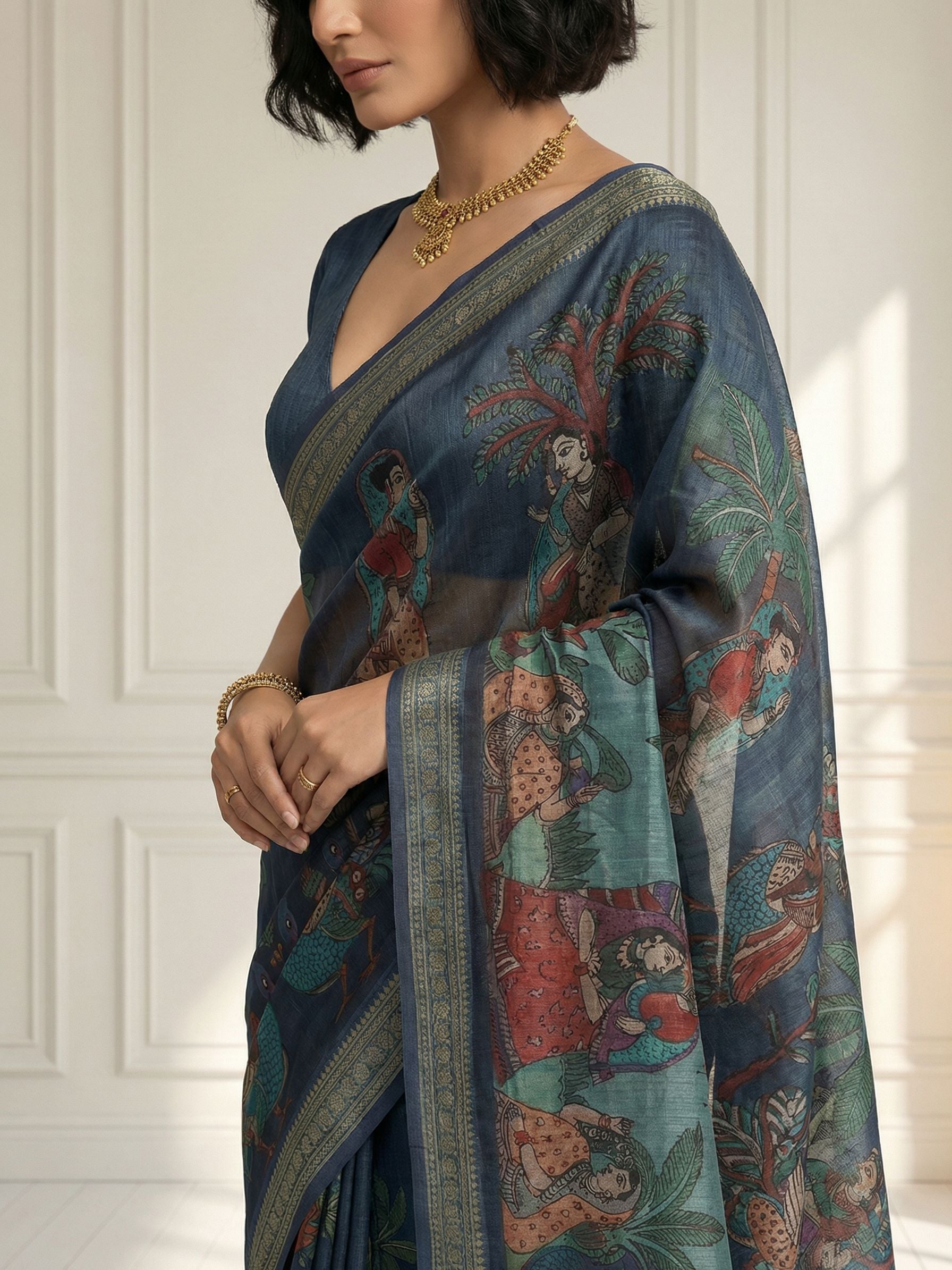 Peacock Blue Saree