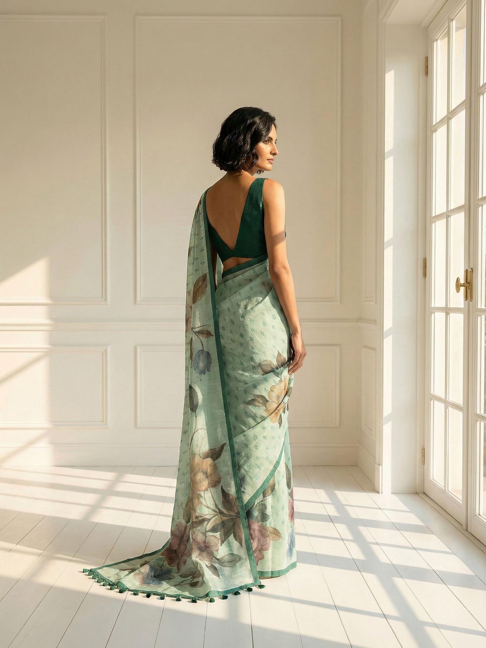 Green Floral Saree