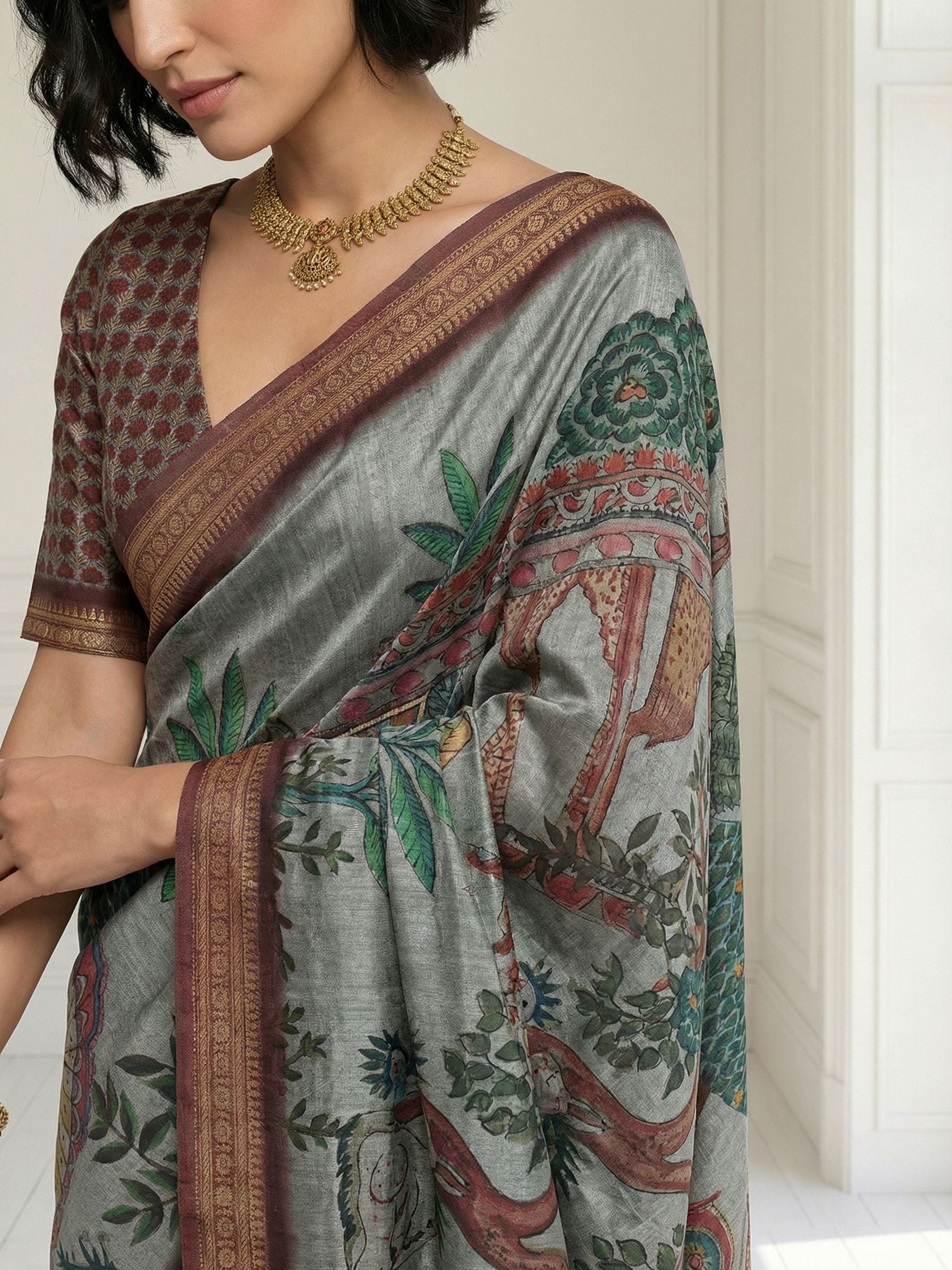 Tree Grey Saree