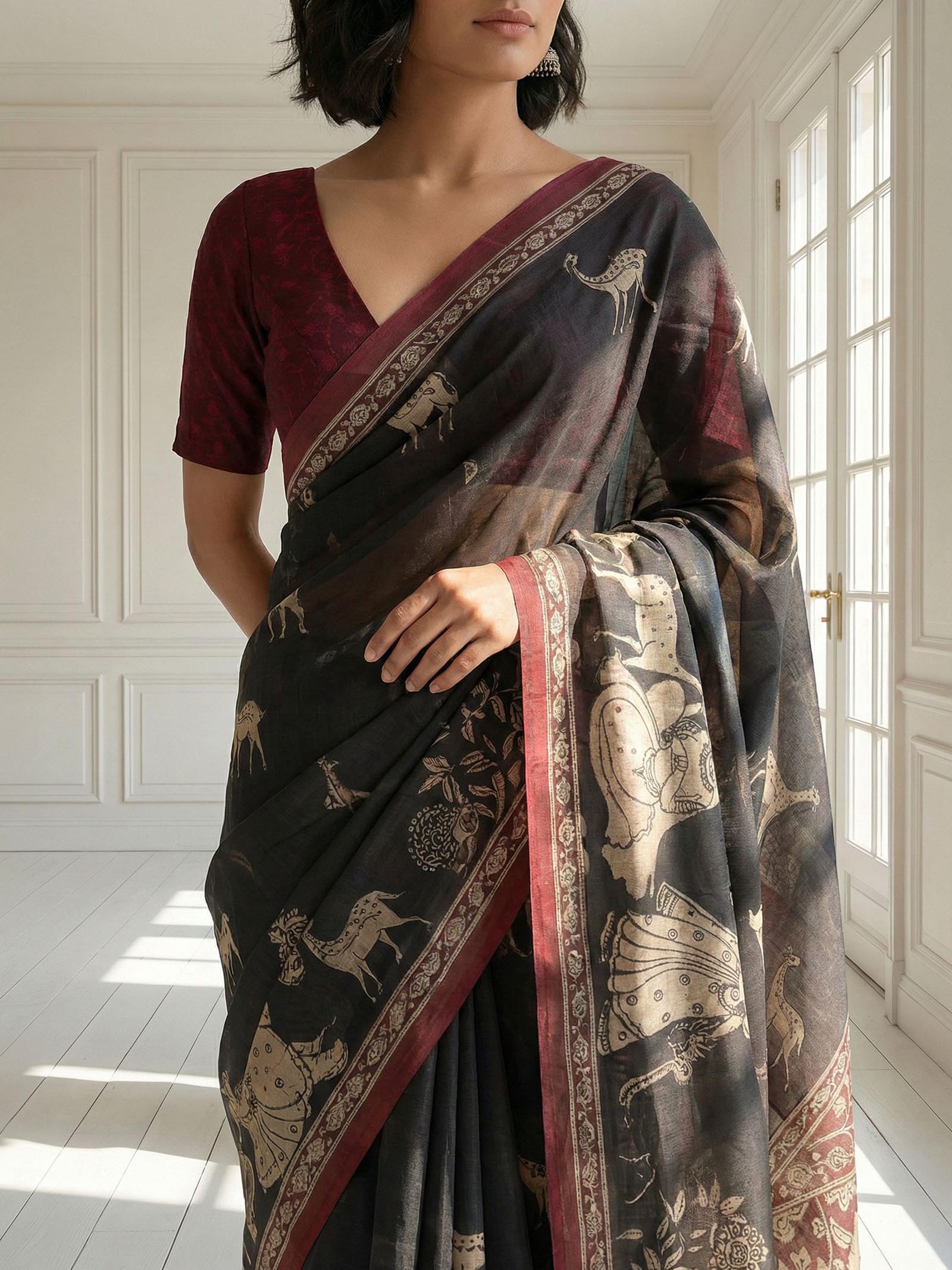 Grey with Deer Saree