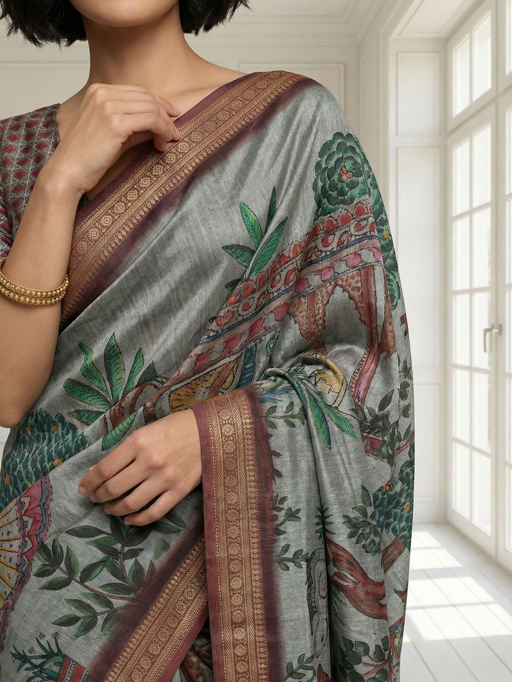 Tree Grey Saree