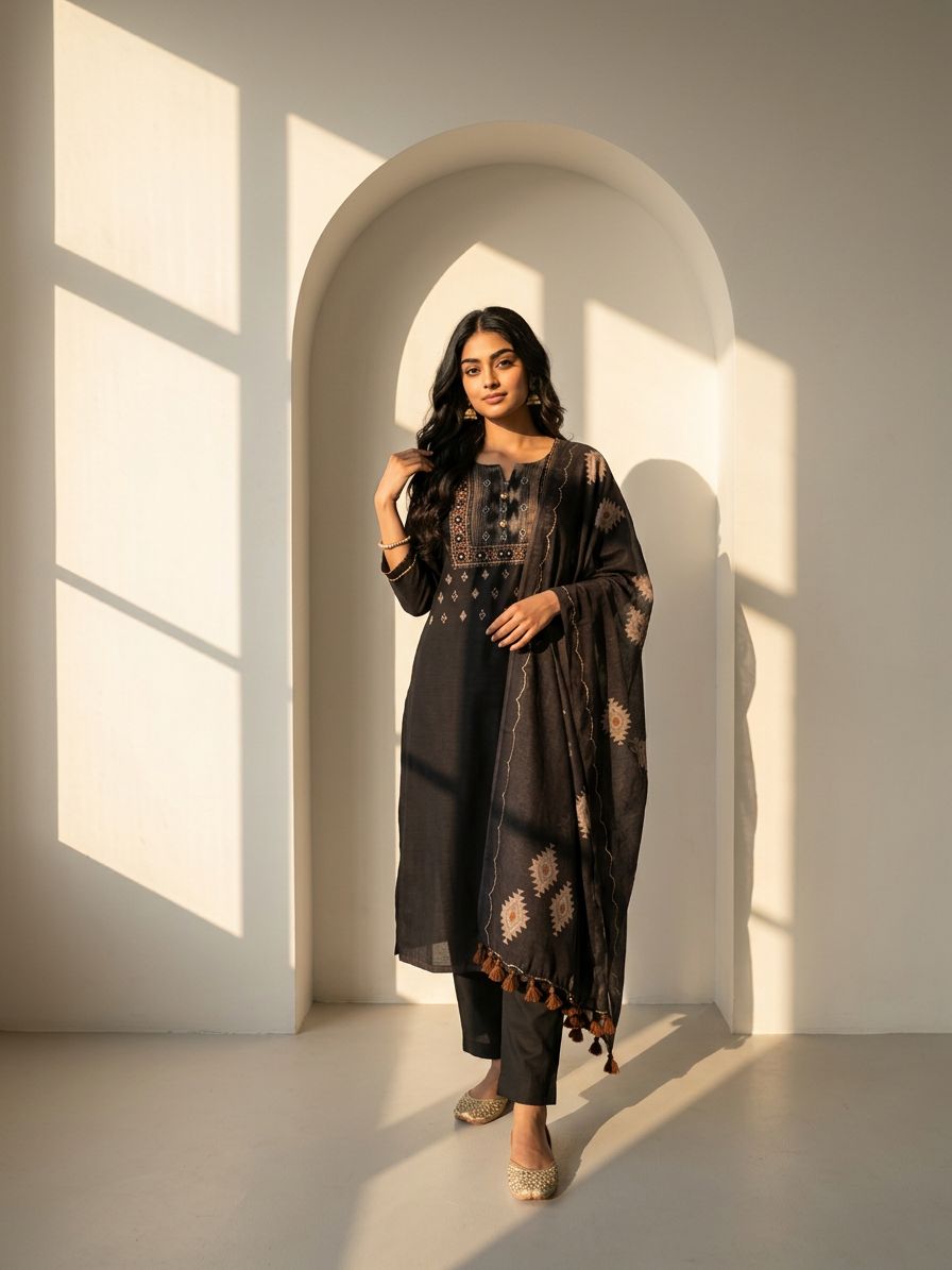 Black Geometric Suit Set