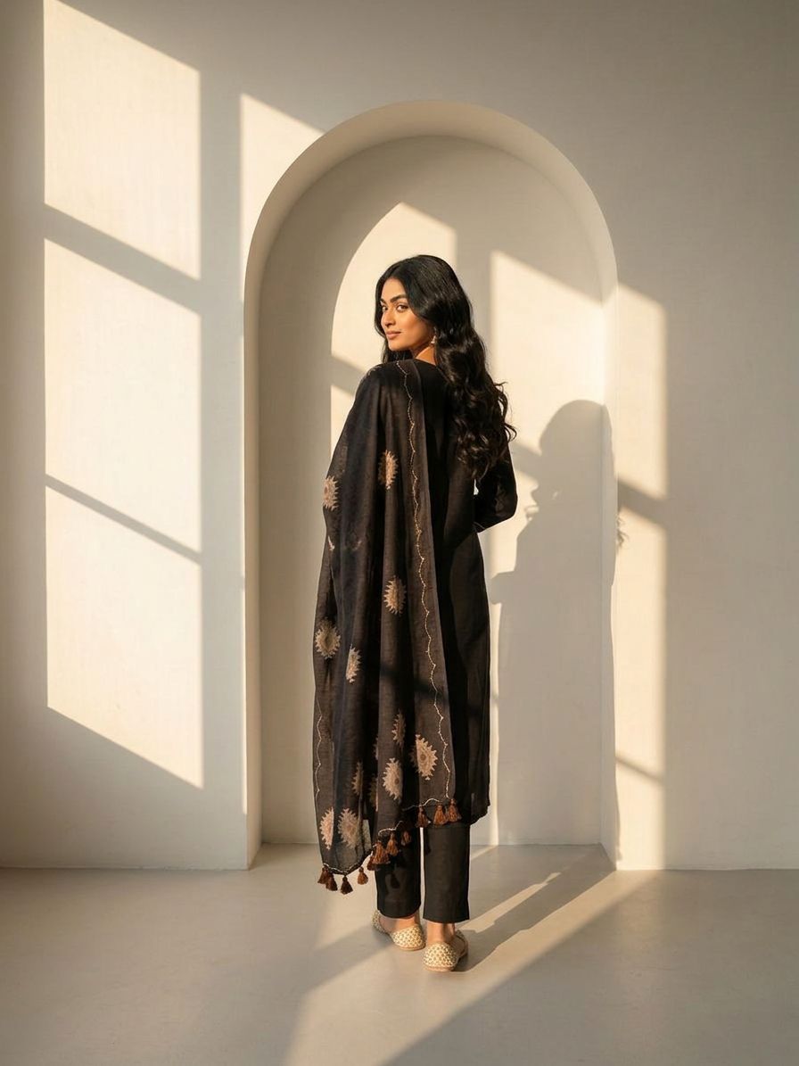 Black Geometric Suit Set