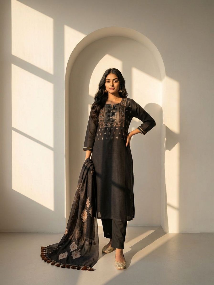Black Geometric Suit Set