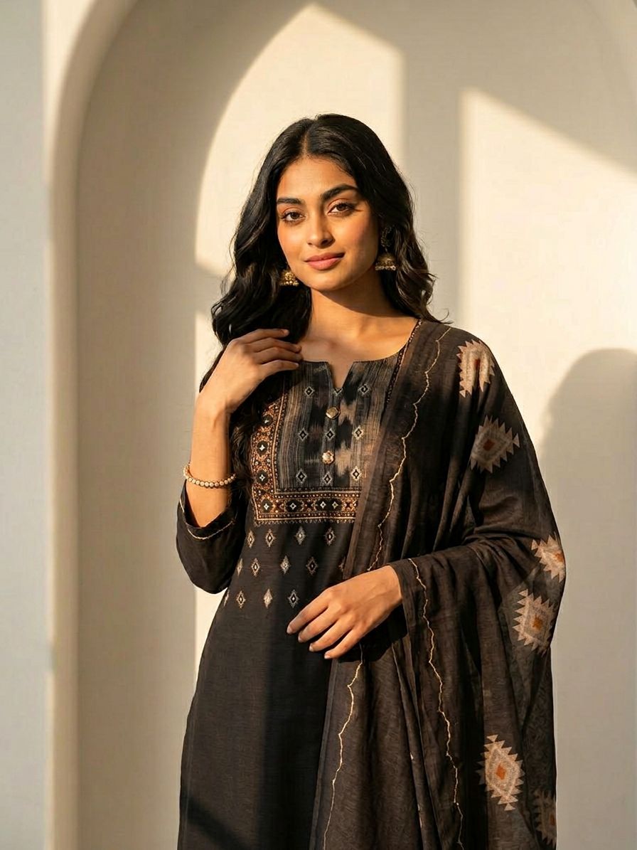 Black Geometric Suit Set