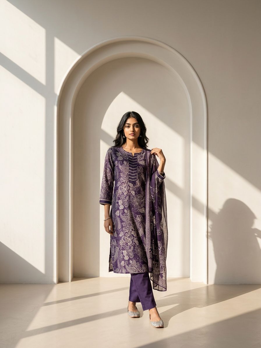 Plum Paisley Suit Set