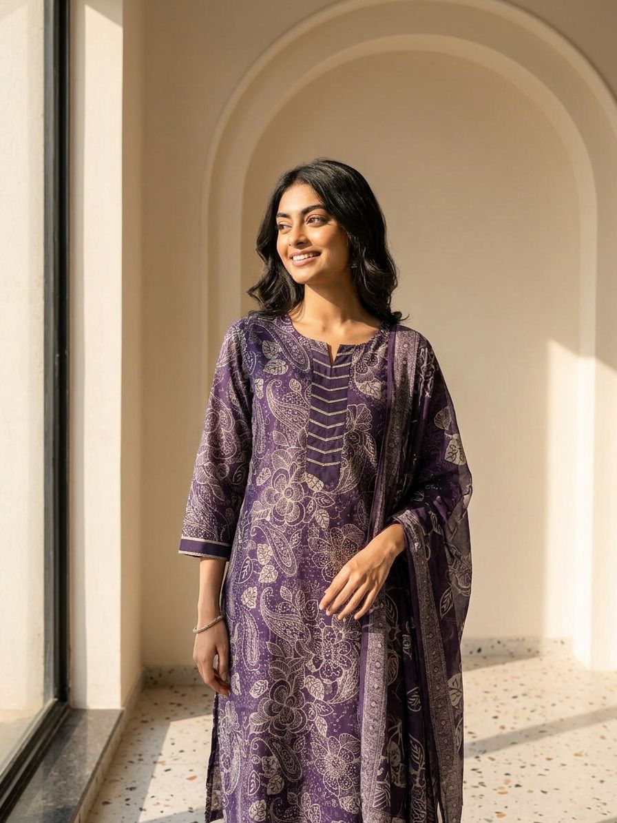 Plum Paisley Suit Set