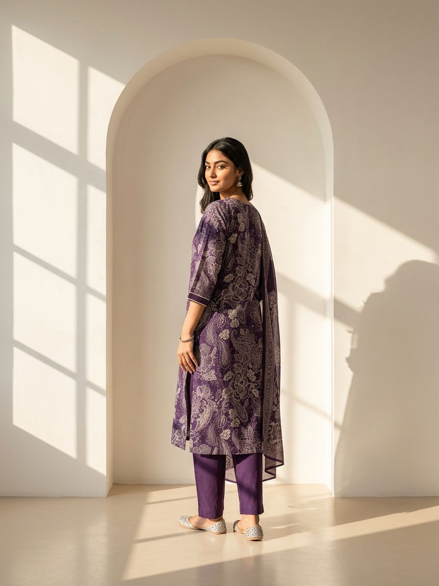 Plum Paisley Suit Set