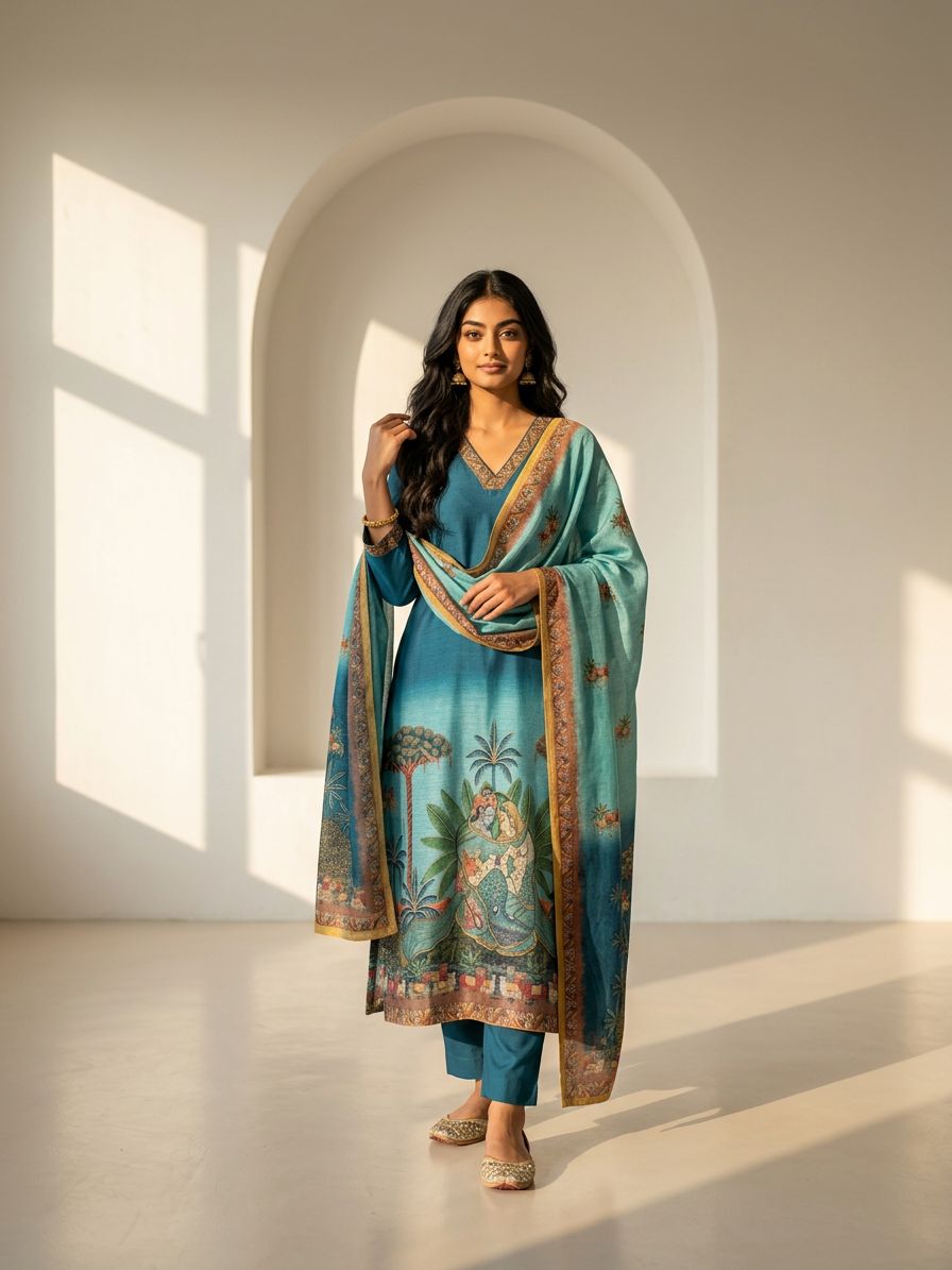 Blue Vatika Suit Set