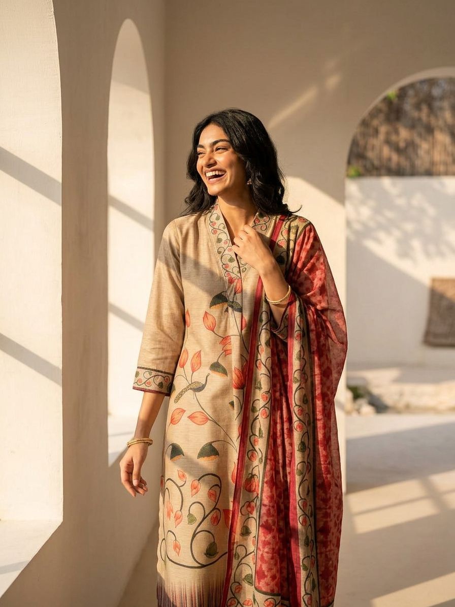 Beige Blossom Suit Set