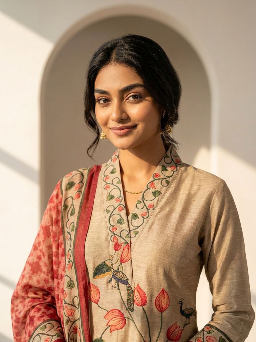 Beige Blossom Suit Set