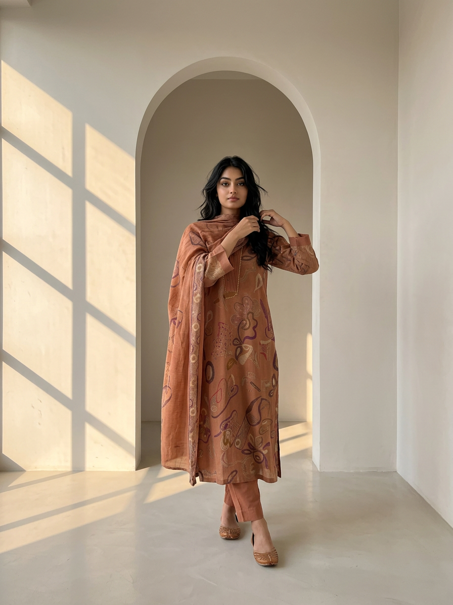 Peach Canvas Suit Set