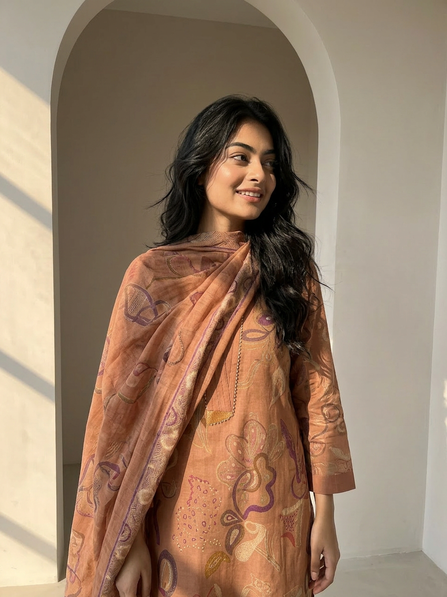 Peach Canvas Suit Set