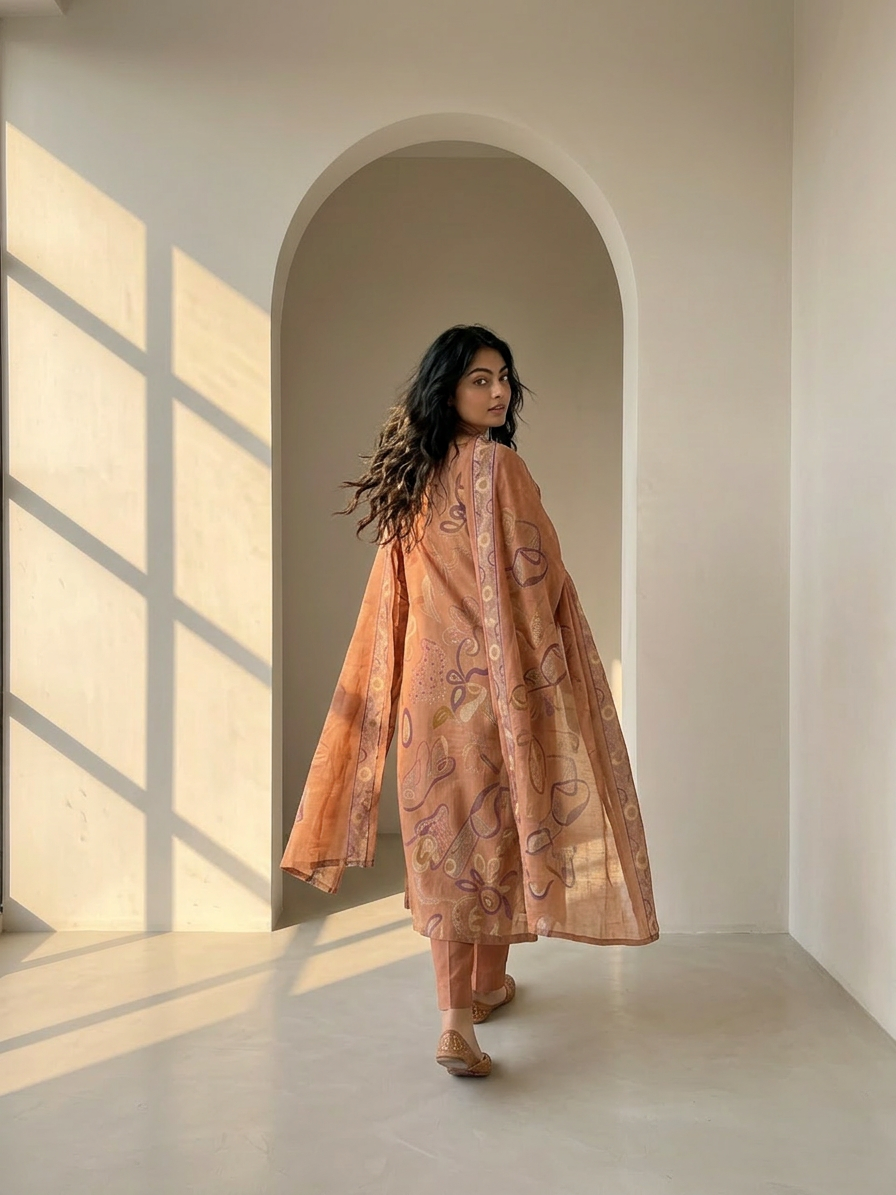 Peach Canvas Suit Set